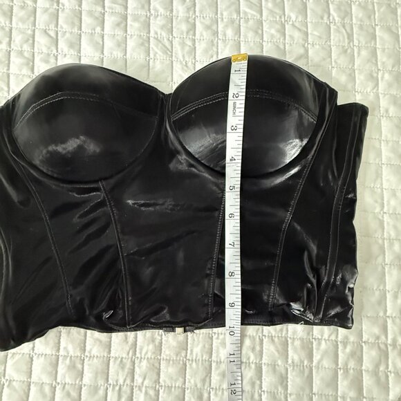 Rta Black Patent Leather Look Strapless Corset Top With Italian Fabric, S - Picture 8 of 10